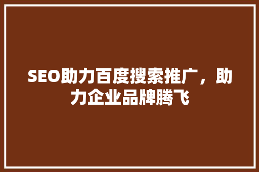SEO助力百度搜索推广，助力企业品牌腾飞