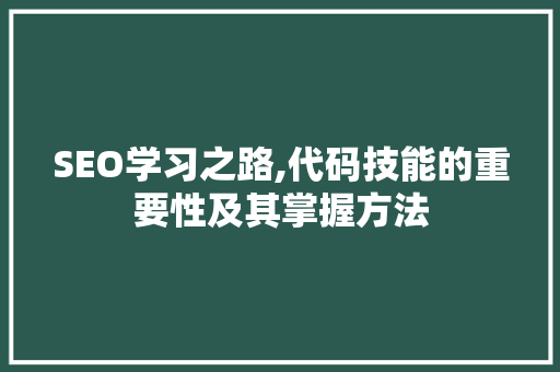 SEO学习之路,代码技能的重要性及其掌握方法