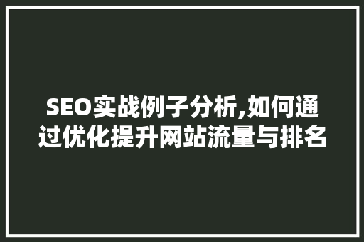 SEO实战例子分析,如何通过优化提升网站流量与排名