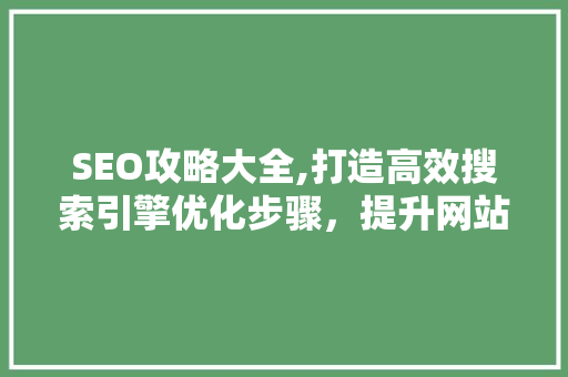 SEO攻略大全,打造高效搜索引擎优化步骤，提升网站排名