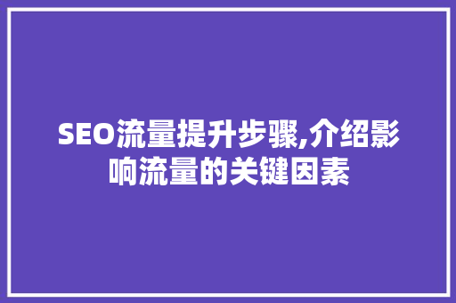 SEO流量提升步骤,介绍影响流量的关键因素