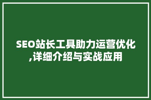 SEO站长工具助力运营优化,详细介绍与实战应用