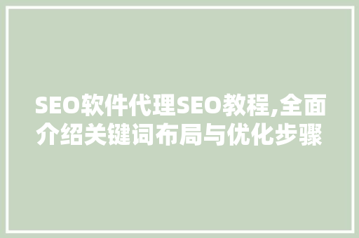 SEO软件代理SEO教程,全面介绍关键词布局与优化步骤