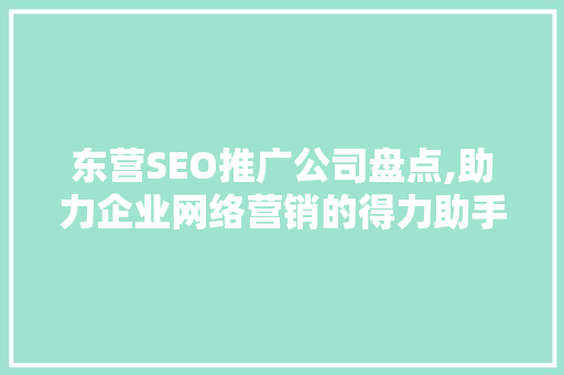 东营SEO推广公司盘点,助力企业网络营销的得力助手
