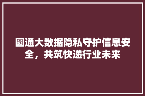 圆通大数据隐私守护信息安全，共筑快递行业未来