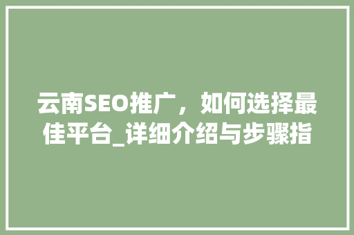 云南SEO推广，如何选择最佳平台_详细介绍与步骤指导