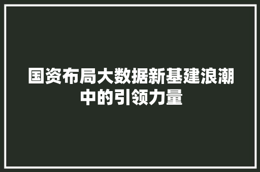 国资布局大数据新基建浪潮中的引领力量  第1张
