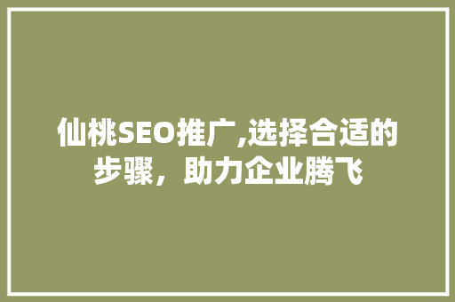 仙桃SEO推广,选择合适的步骤，助力企业腾飞