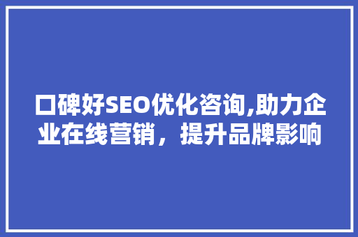 口碑好SEO优化咨询,助力企业在线营销，提升品牌影响力  第1张