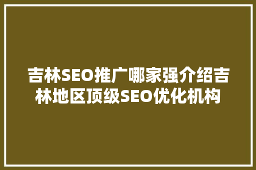 吉林SEO推广哪家强介绍吉林地区顶级SEO优化机构