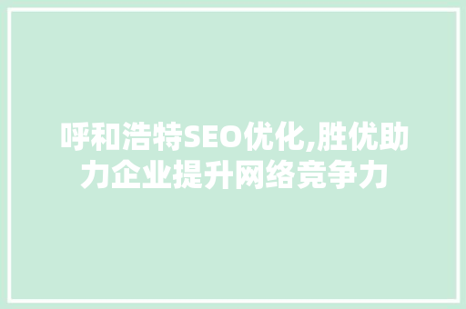 呼和浩特SEO优化,胜优助力企业提升网络竞争力