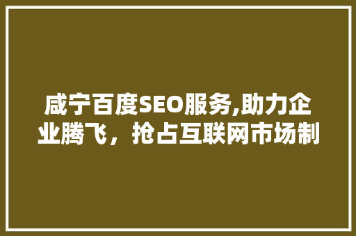 咸宁百度SEO服务,助力企业腾飞，抢占互联网市场制高点