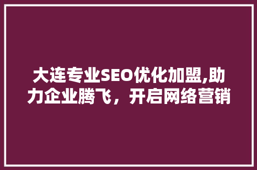 大连专业SEO优化加盟,助力企业腾飞，开启网络营销新篇章