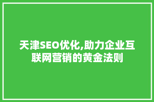 天津SEO优化,助力企业互联网营销的黄金法则