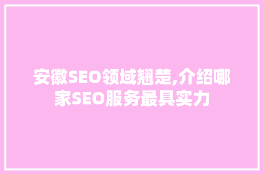 安徽SEO领域翘楚,介绍哪家SEO服务最具实力