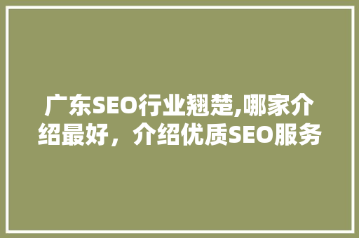 广东SEO行业翘楚,哪家介绍最好，介绍优质SEO服务背后的秘密