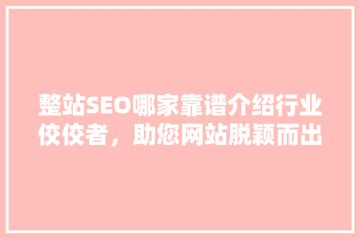整站SEO哪家靠谱介绍行业佼佼者，助您网站脱颖而出