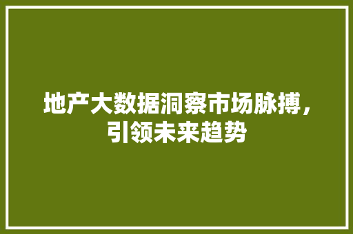地产大数据洞察市场脉搏，引领未来趋势  第1张