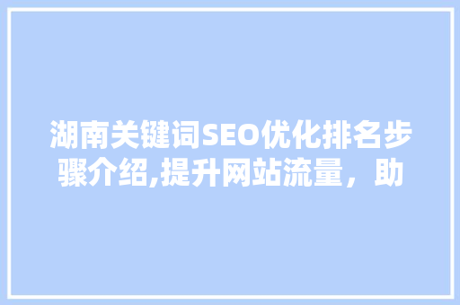 湖南关键词SEO优化排名步骤介绍,提升网站流量，助力企业腾飞
