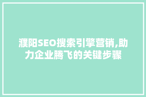 濮阳SEO搜索引擎营销,助力企业腾飞的关键步骤