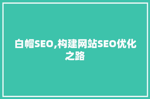 白帽SEO,构建网站SEO优化之路
