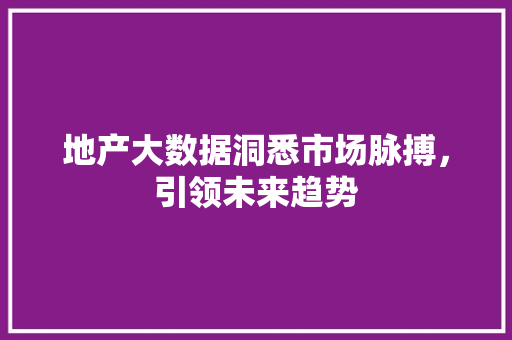 地产大数据洞悉市场脉搏，引领未来趋势  第1张