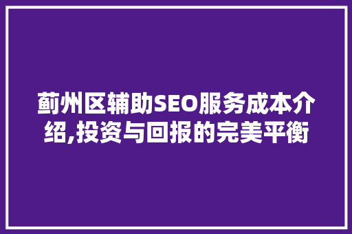 蓟州区辅助SEO服务成本介绍,投资与回报的完美平衡