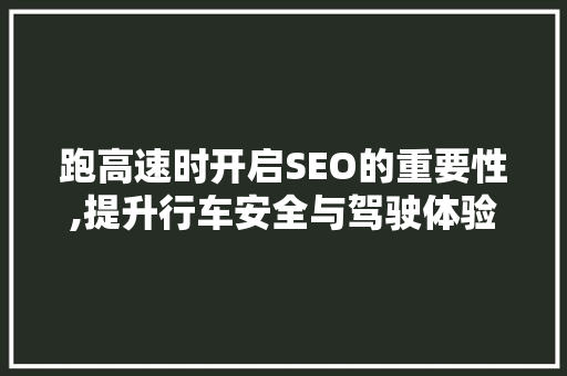 跑高速时开启SEO的重要性,提升行车安全与驾驶体验