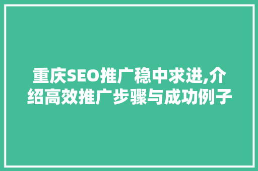 重庆SEO推广稳中求进,介绍高效推广步骤与成功例子