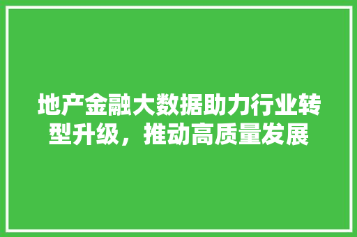 地产金融大数据助力行业转型升级，推动高质量发展  第1张