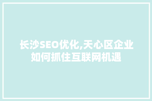 长沙SEO优化,天心区企业如何抓住互联网机遇