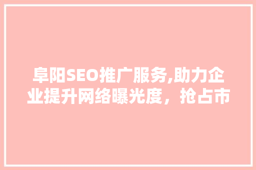 阜阳SEO推广服务,助力企业提升网络曝光度，抢占市场先机