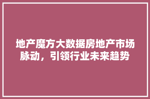 地产魔方大数据房地产市场脉动，引领行业未来趋势  第1张