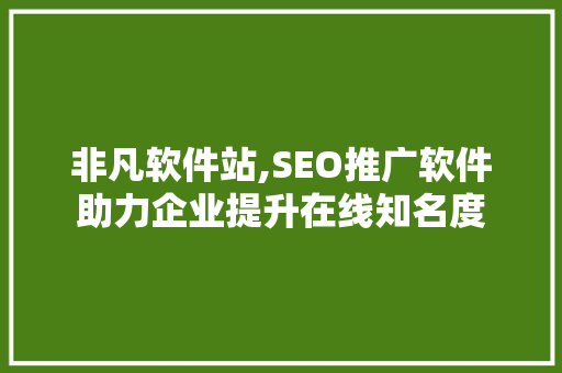 非凡软件站,SEO推广软件助力企业提升在线知名度