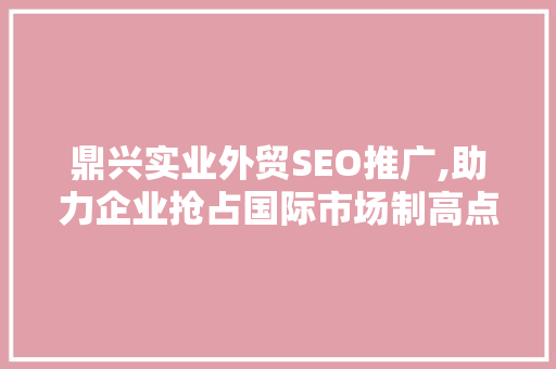 鼎兴实业外贸SEO推广,助力企业抢占国际市场制高点