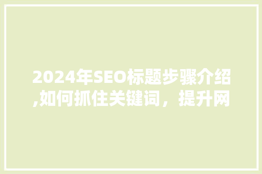2024年SEO标题步骤介绍,如何抓住关键词，提升网站排名