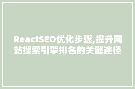 ReactSEO优化步骤,提升网站搜索引擎排名的关键途径  第1张