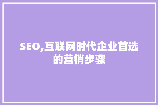 SEO,互联网时代企业首选的营销步骤