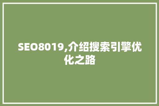 SEO8019,介绍搜索引擎优化之路