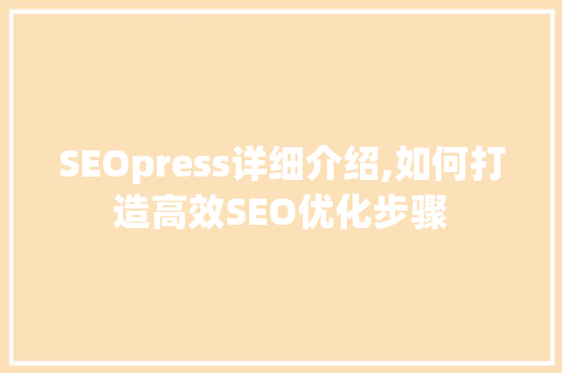 SEOpress详细介绍,如何打造高效SEO优化步骤  第1张