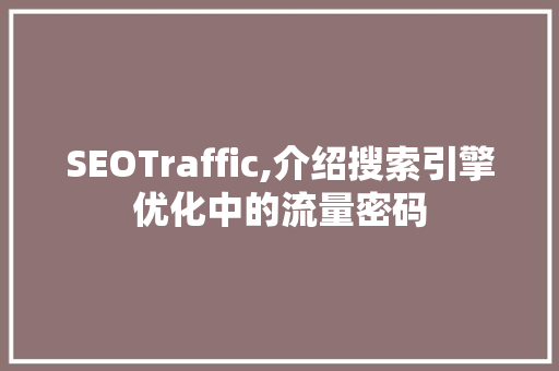 SEOTraffic,介绍搜索引擎优化中的流量密码