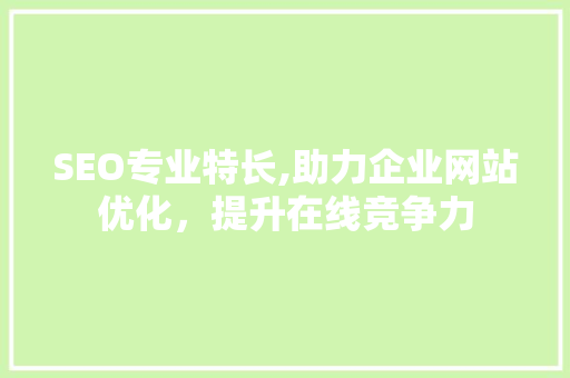 SEO专业特长,助力企业网站优化，提升在线竞争力
