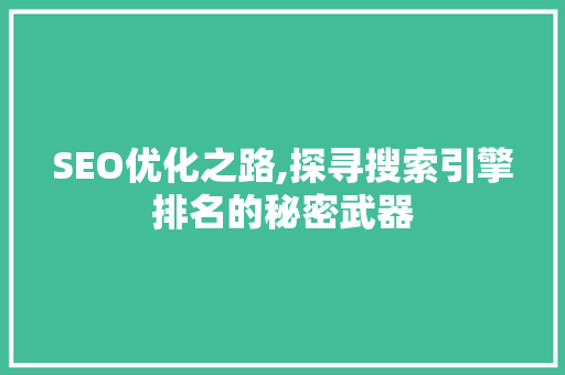 SEO优化之路,探寻搜索引擎排名的秘密武器  第1张