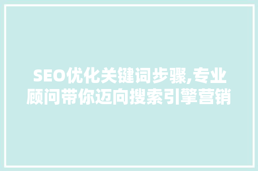 SEO优化关键词步骤,专业顾问带你迈向搜索引擎营销巅峰