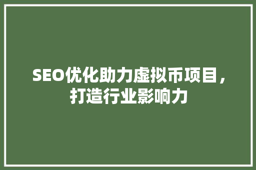 SEO优化助力虚拟币项目，打造行业影响力