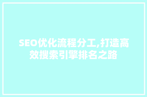 SEO优化流程分工,打造高效搜索引擎排名之路