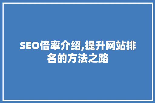 SEO倍率介绍,提升网站排名的方法之路