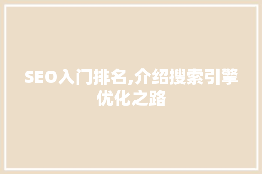 SEO入门排名,介绍搜索引擎优化之路