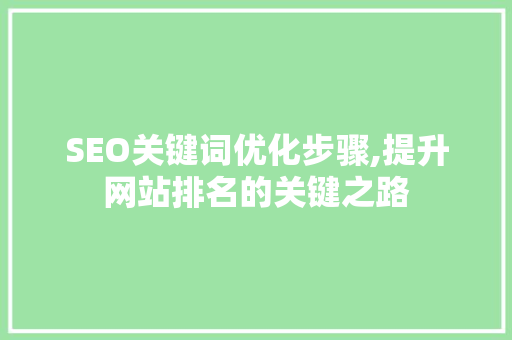 SEO关键词优化步骤,提升网站排名的关键之路  第1张