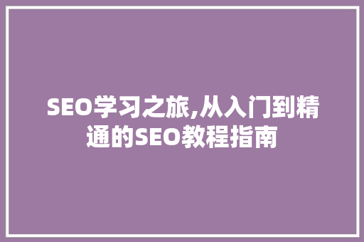 SEO学习之旅,从入门到精通的SEO教程指南